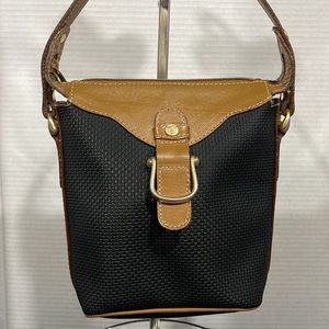 Vtg  black Toledano pvc leather 3 compartments shoulder bag crossbody bag